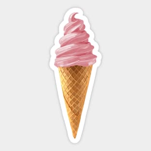 Pink Soft Serve Strawberry Icecream Cone Sticker